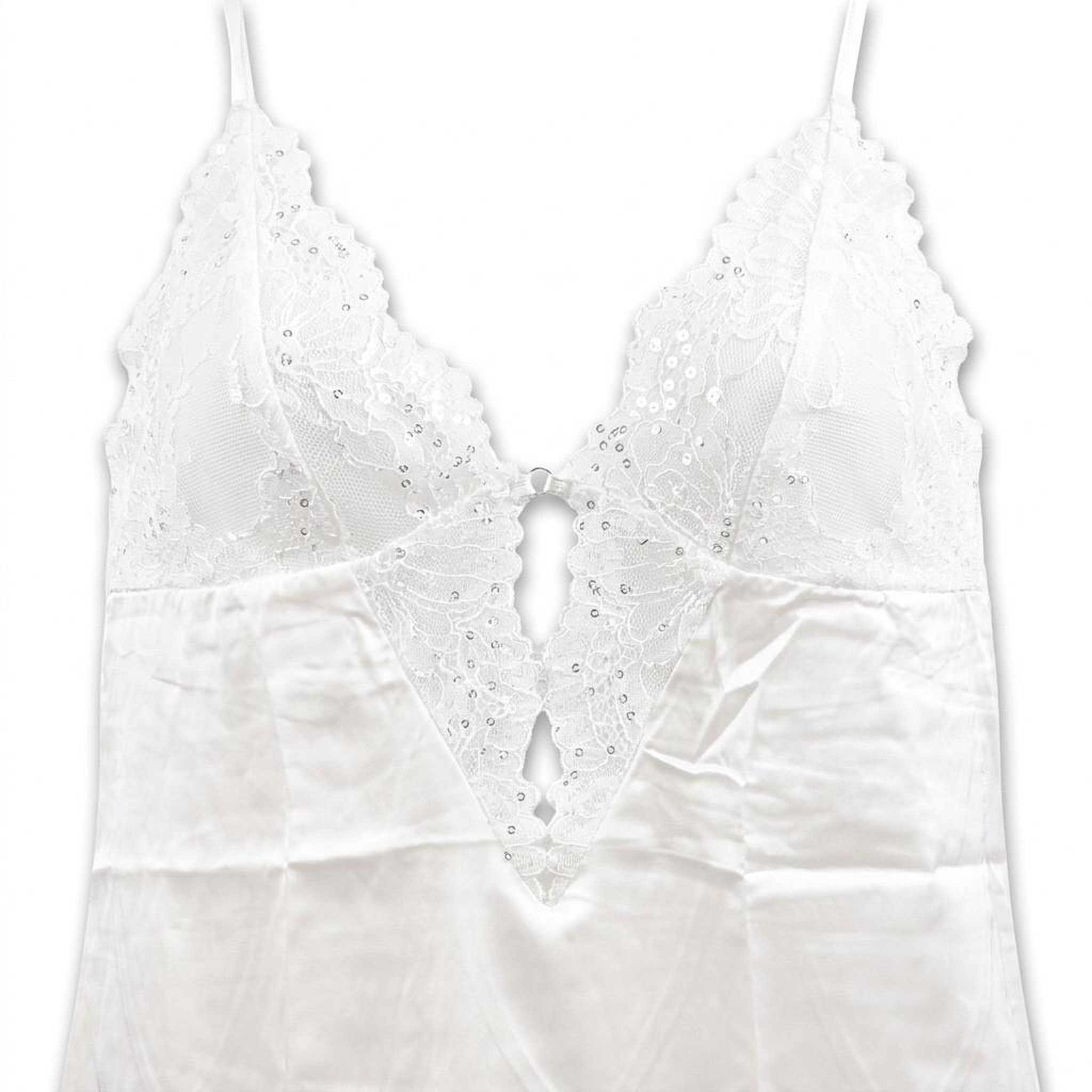 Voir la diapositive 3 : OZABI OZABI Nuisette et Kimono Femme Satin Effet Soie Dentelle Pailletée
