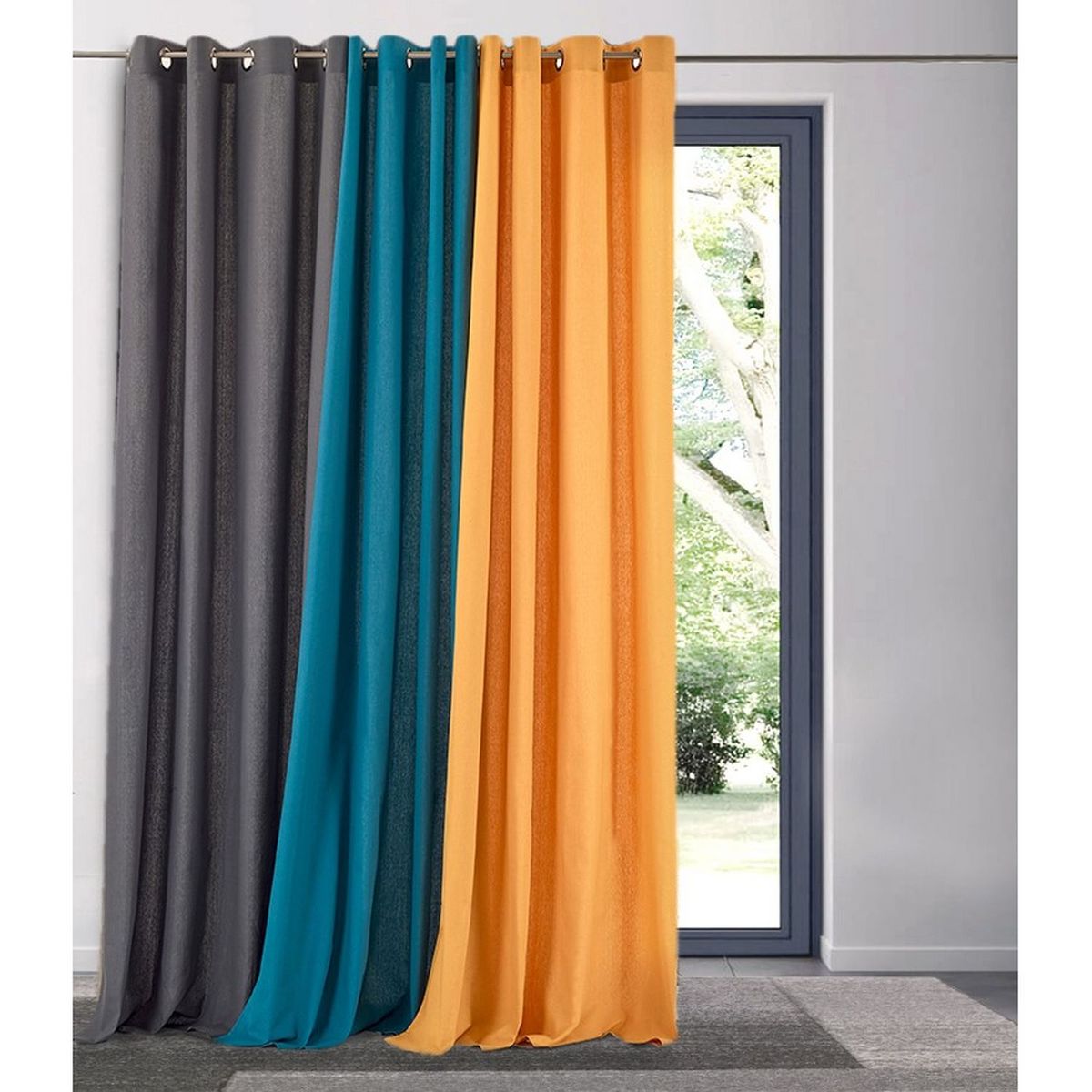 Rideau recyclé à oeillets en polycoton 140x260 cm