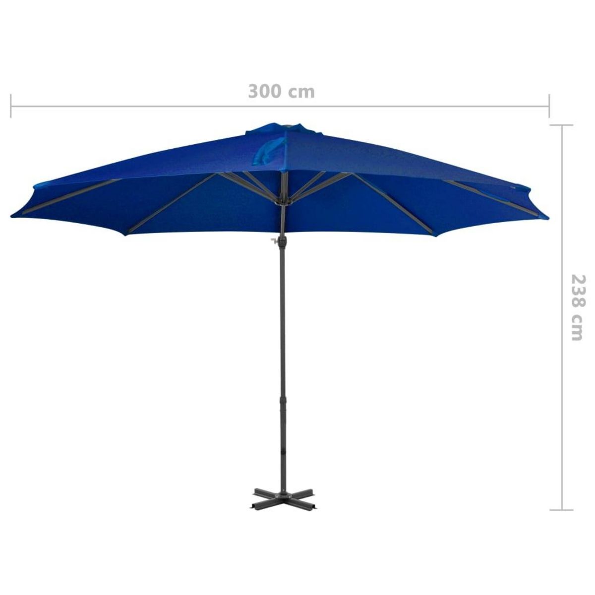 VIDAXL Parasol de jardin en porte-a-faux mat en aluminium bleu azure