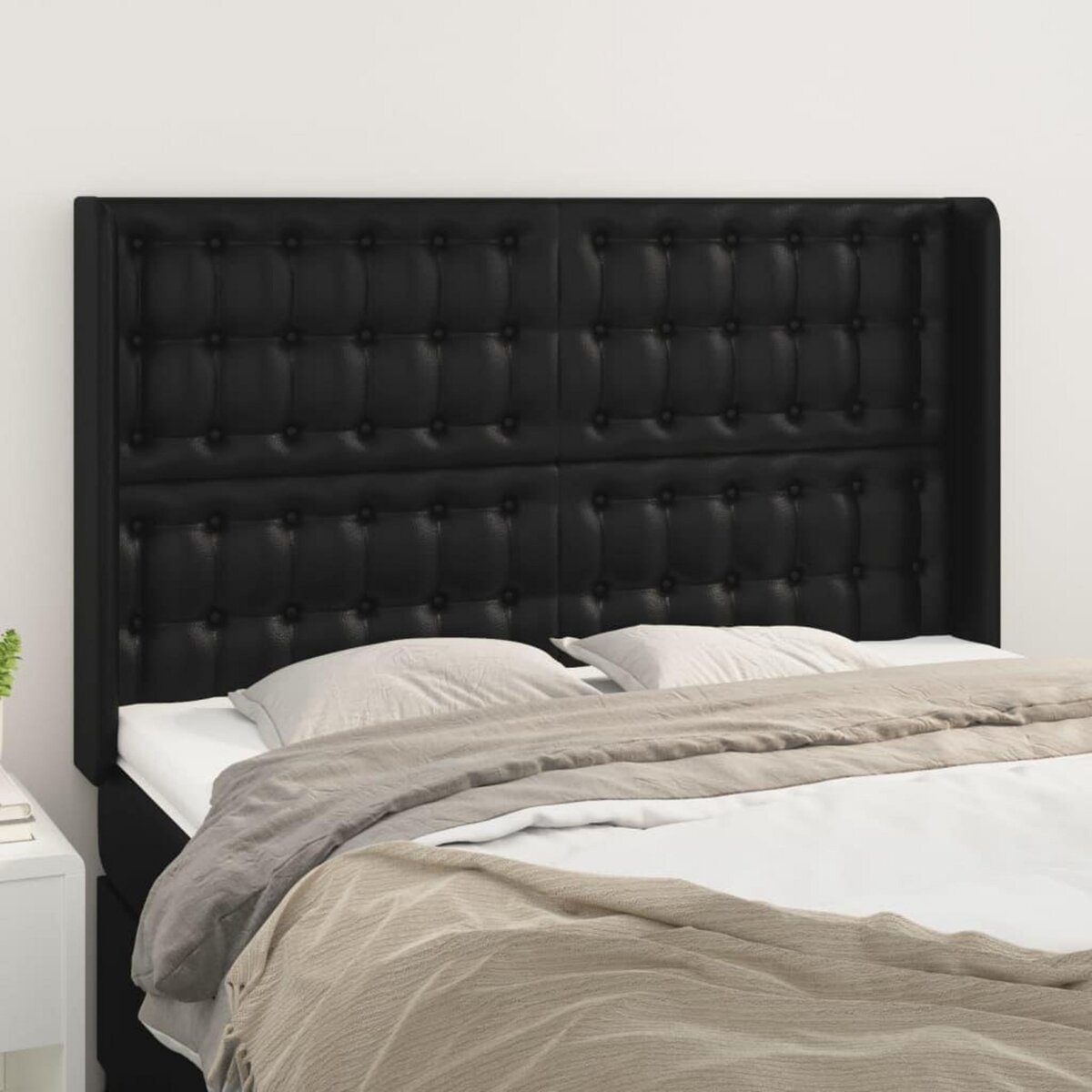 VIDAXL Tete de lit avec oreilles Noir 147x16x118/128 cm Similicuir