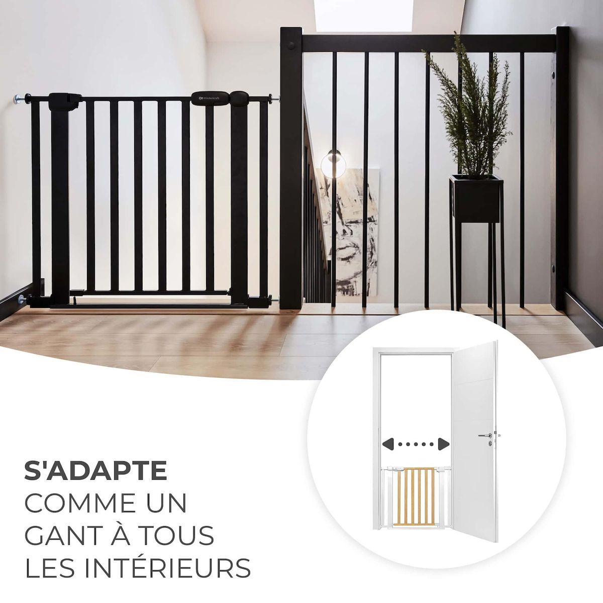 KINDERKRAFT Barriere de securite sans percage ouverture jusqua 90 degres