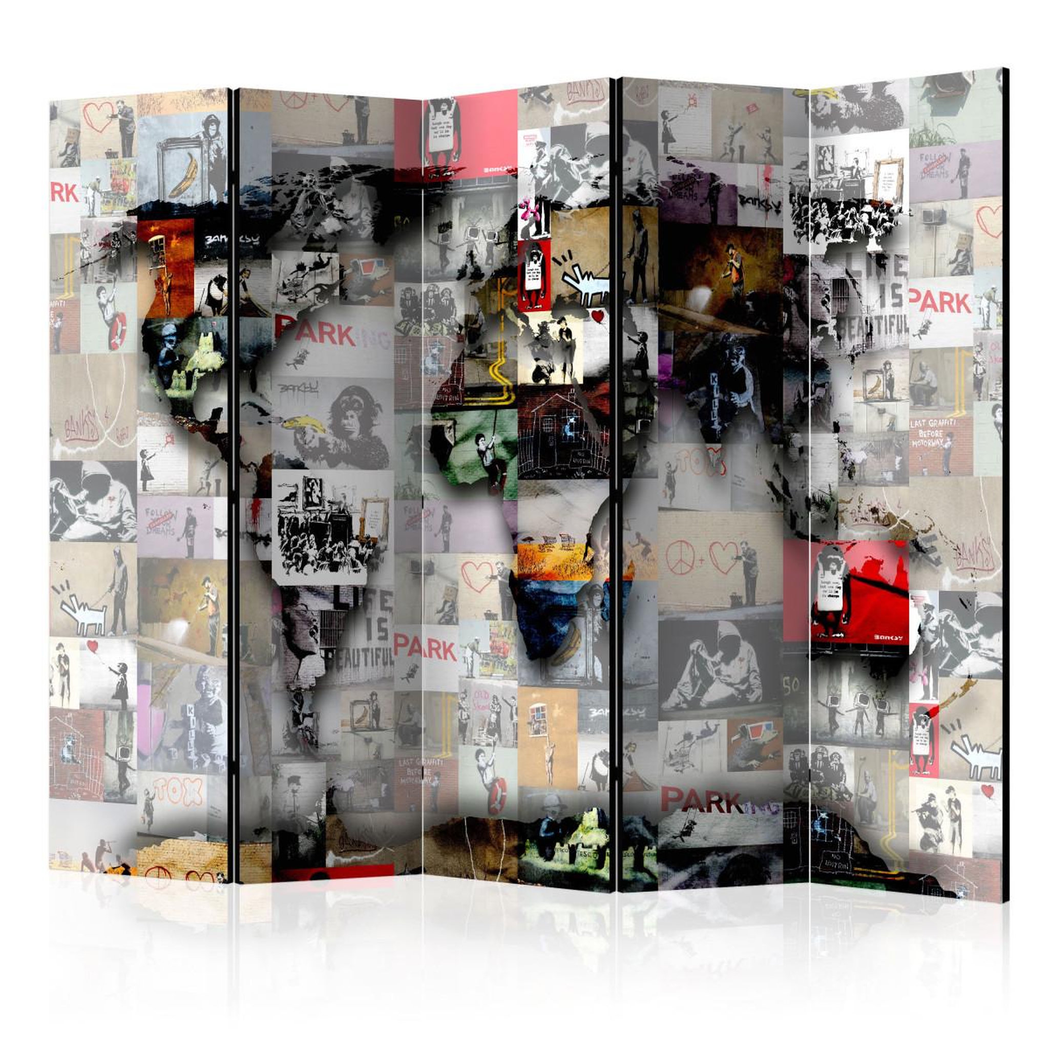 Paris Prix Paravent 5 volets   world map - banksy  172x225cm