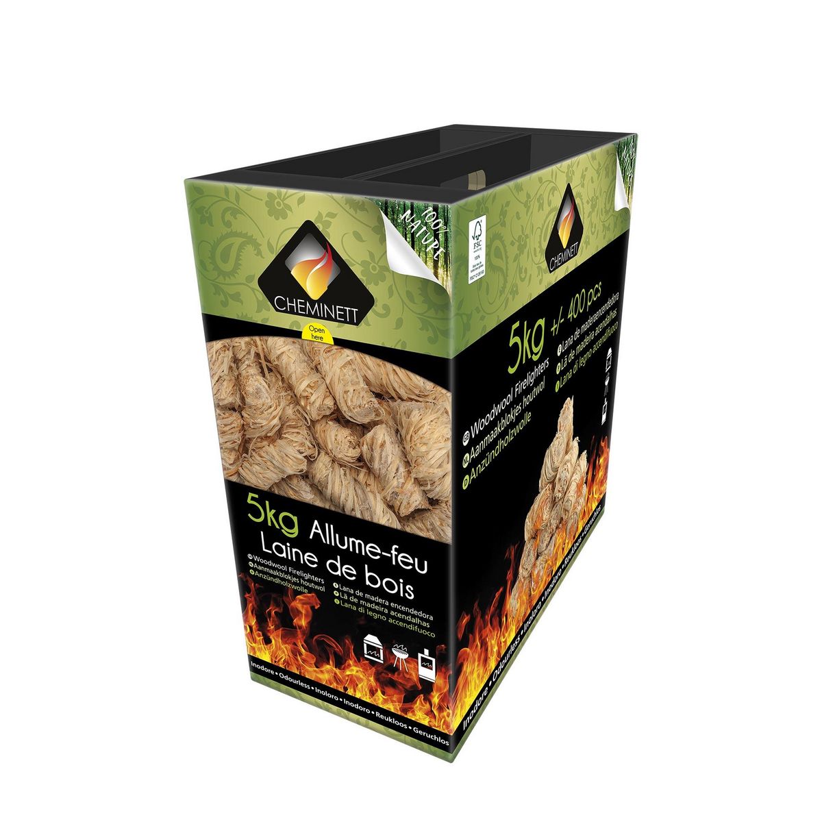 PYROFEU Allume feu laine de bois 100% végétale 5kg