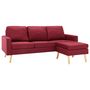 Voir la diapositive 2 : VIDAXL Canape a 3 places avec repose-pied Rouge bordeaux Tissu