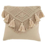 Paris Prix Coussin Déco avec Franges  Cosy  45x45cm Beige