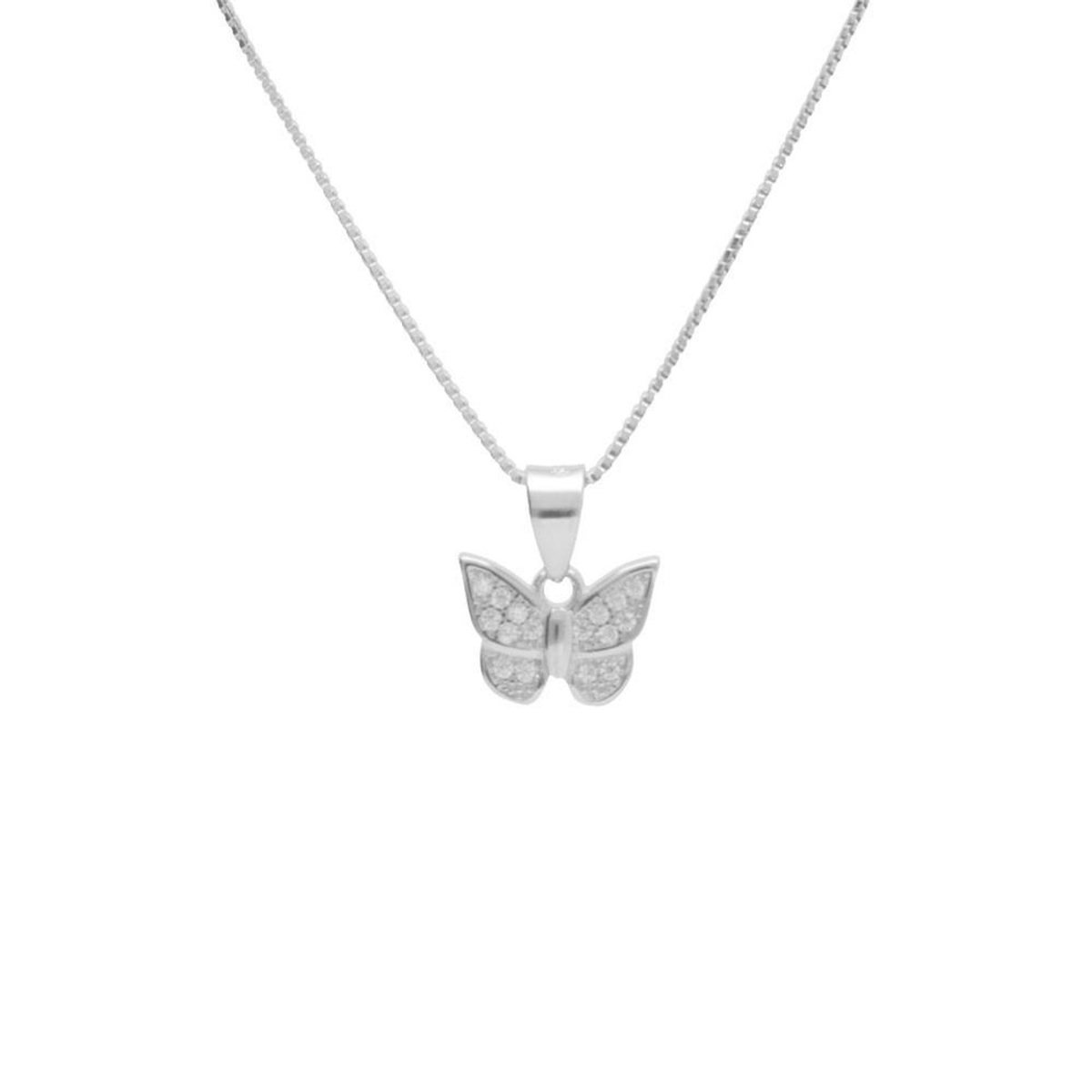 L'ATELIER D'AZUR Collier Argent 925/000 Rhodié - Papillon Pavé de Zirconiums