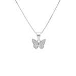 L'ATELIER D'AZUR Collier Argent 925/000 Rhodié - Papillon Pavé de Zirconiums