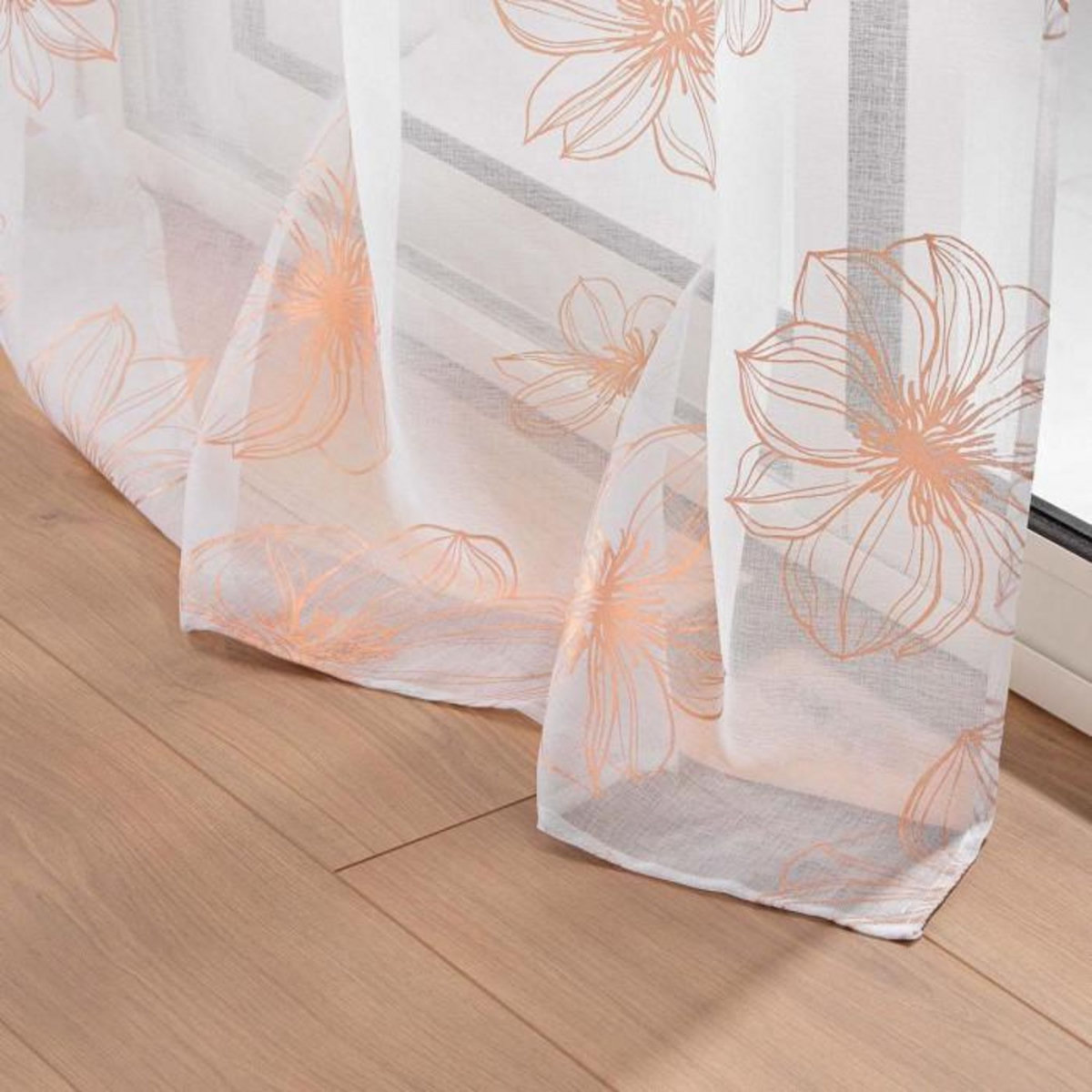 Paris Prix Rideau Voilage à Œillets  Joyce  140x280cm Or Rose