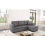 Voir la diapositive 2 : MATHILDE Canapé d'angle 3 places réversible et convertible avec coffre Microfibre Gris