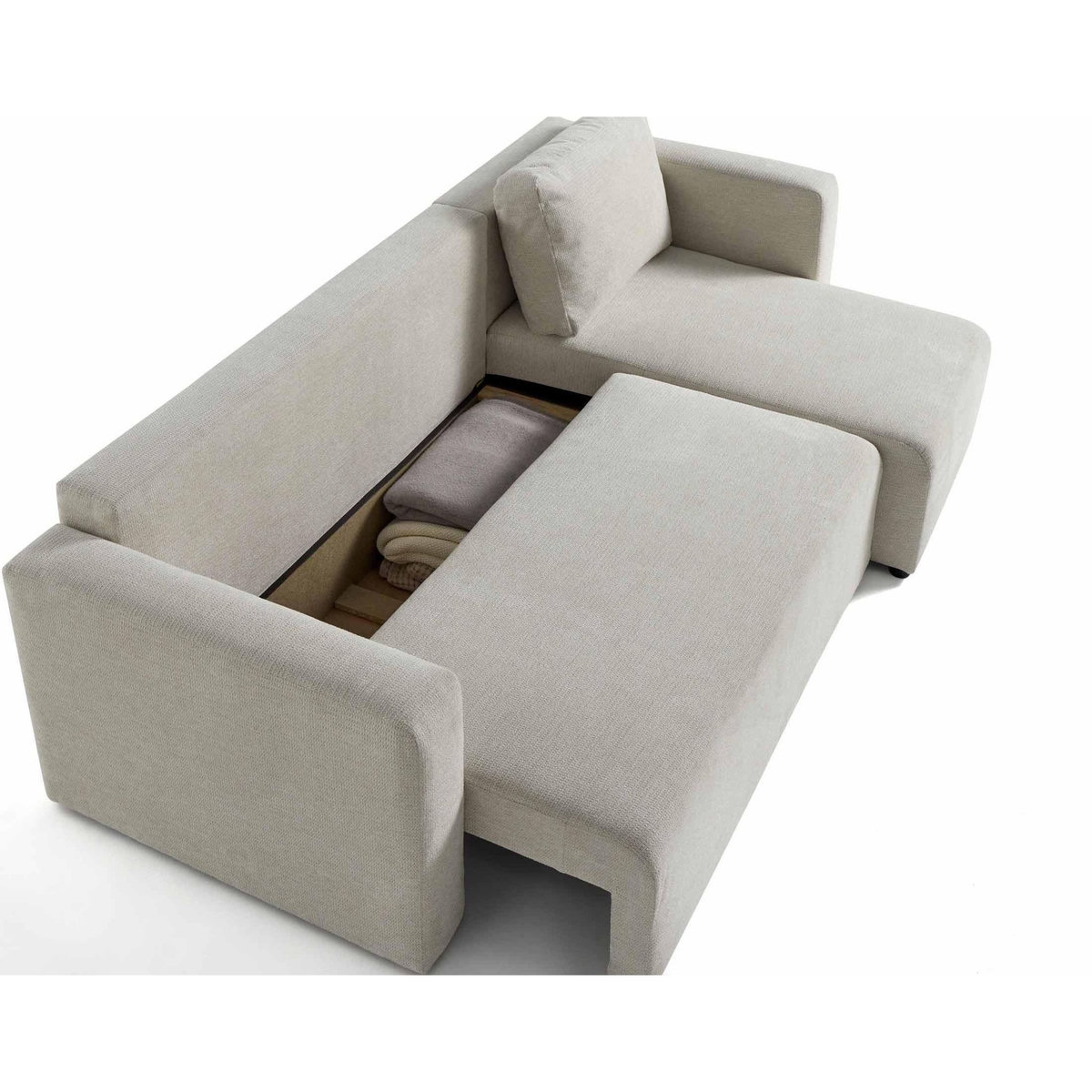 BEST MOBILIER Canopy - canapé d'angle réversible - 4 places - convertible avec coffre - en tissu texturé