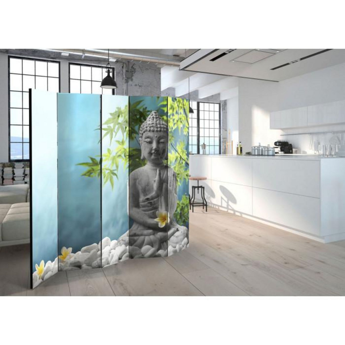 Paris Prix Paravent 5 Volets  Meditating Buddha  172x225cm