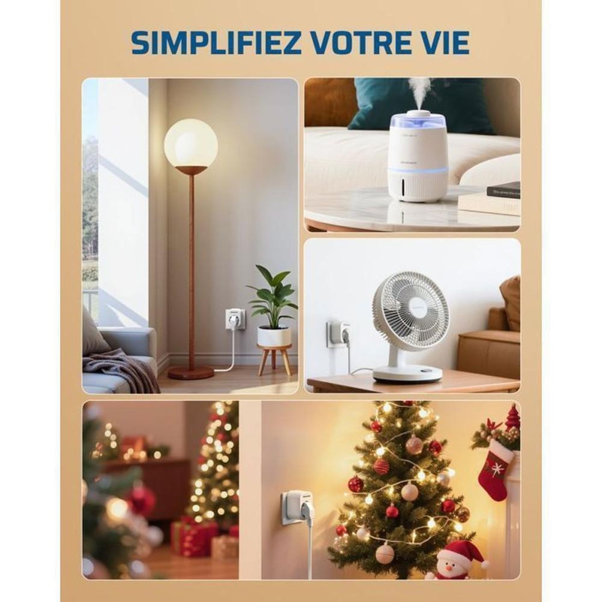 Voir la diapositive 5 : Prise connectée télécommandée EU blanche 1 prise + 2 télécommandes 1 bouton, 3680 W 16 A, portée jusqu'à 30 m, fréquence 433,92 MHz