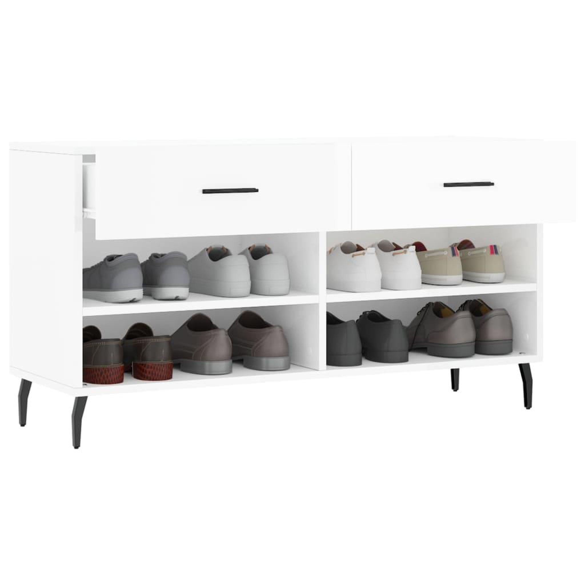Voir la diapositive 4 : VIDAXL Banc a chaussures blanc brillant 102x35x55 cm bois d'ingenierie