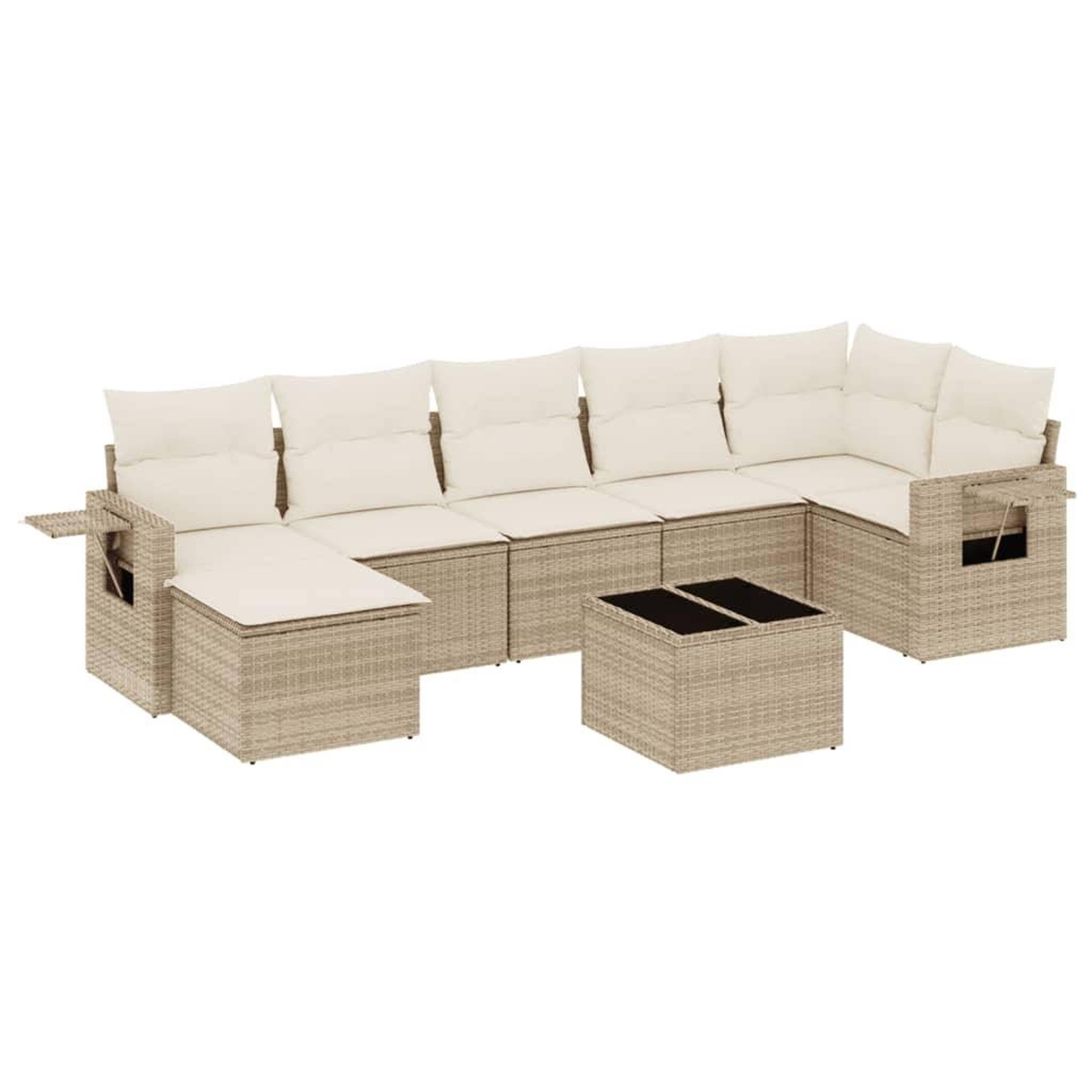 Voir la diapositive 2 : VIDAXL Salon de jardin avec coussins 8 pcs beige resine tressee