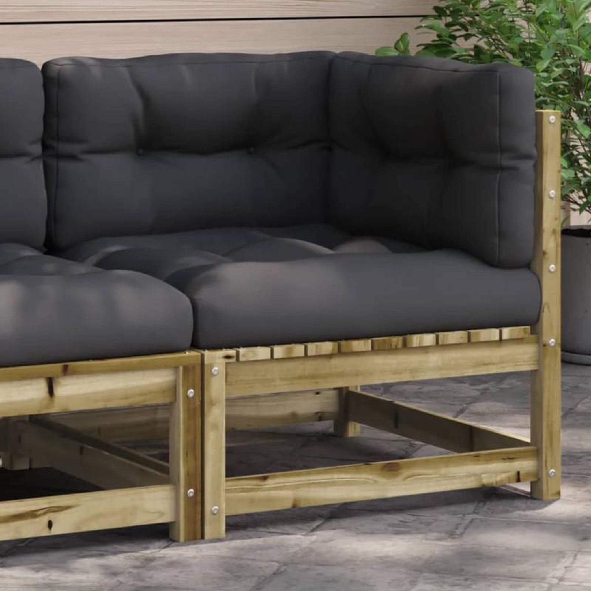 VIDAXL Canapé d angle de jardin avec coussins bois de pin imprégné