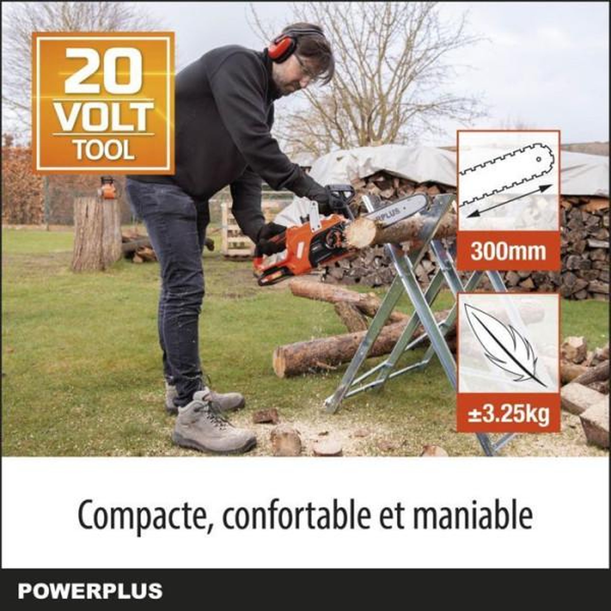 Voir la diapositive 2 : MARKET24 Tronçonneuse a batterie 20 volts 30cm