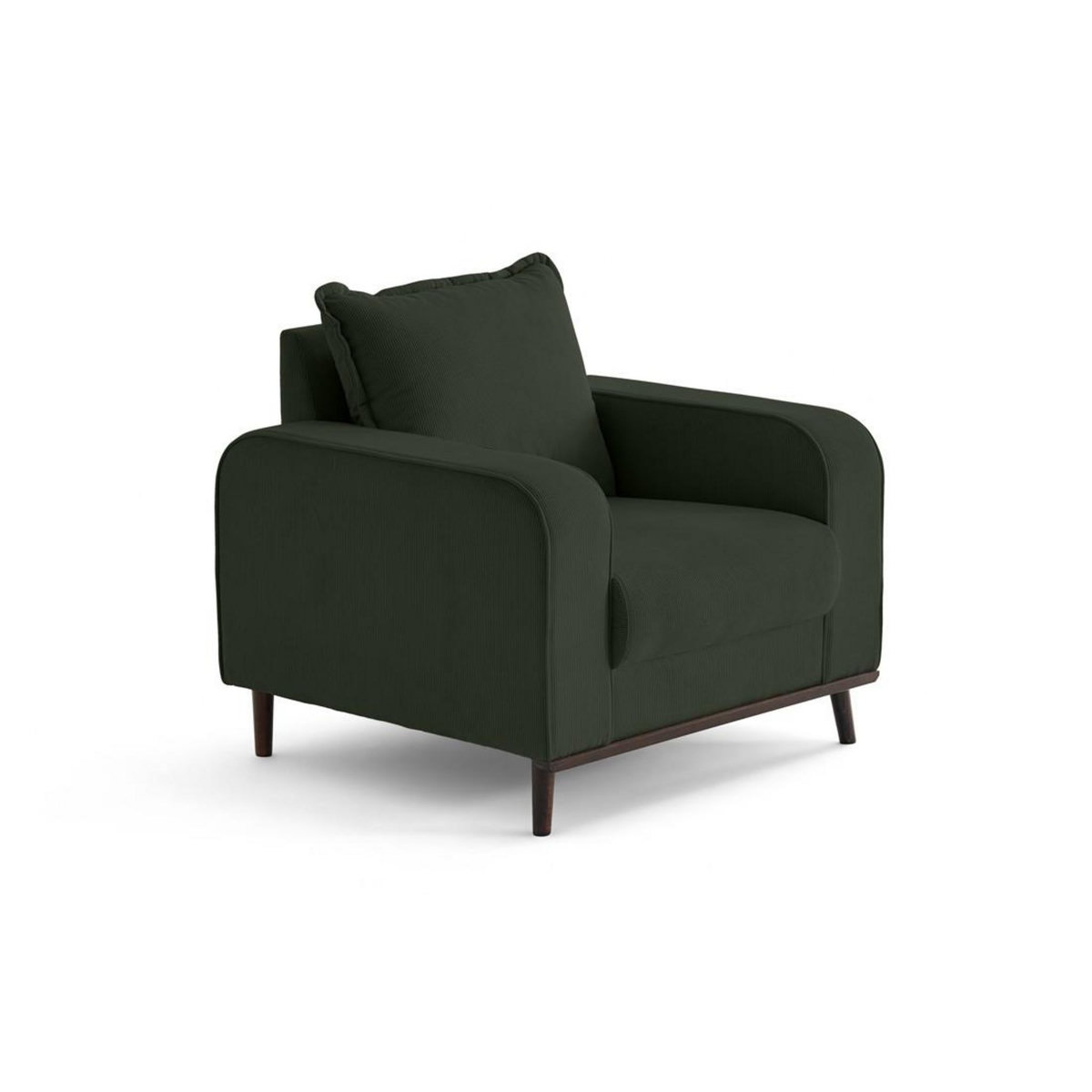LISA DESIGN Albane - fauteuil en velours côtelé pieds bois foncé