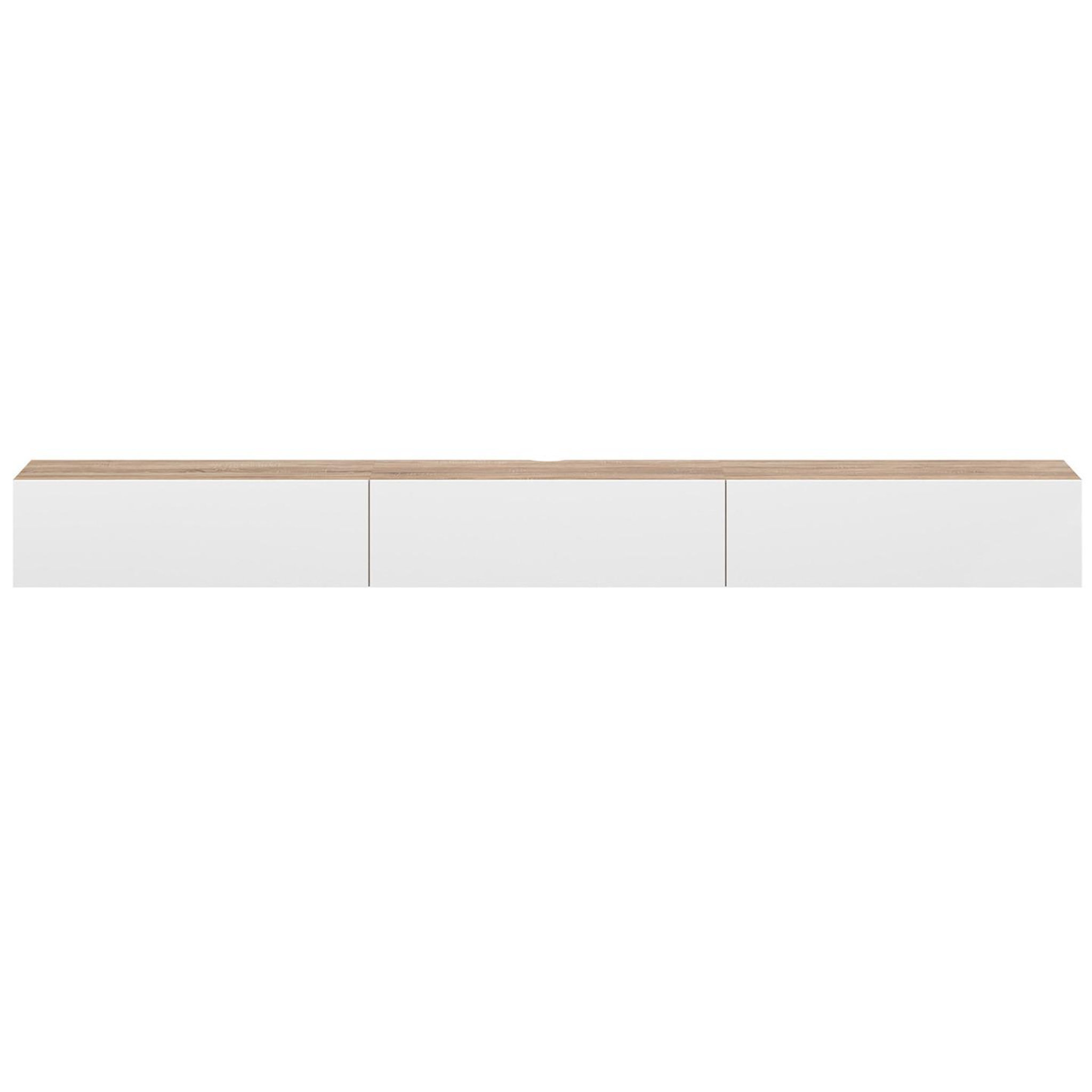 Voir la diapositive 3 : ID MARKET Meuble TV 300 cm suspendu ELIO 3 portes bois et blanc