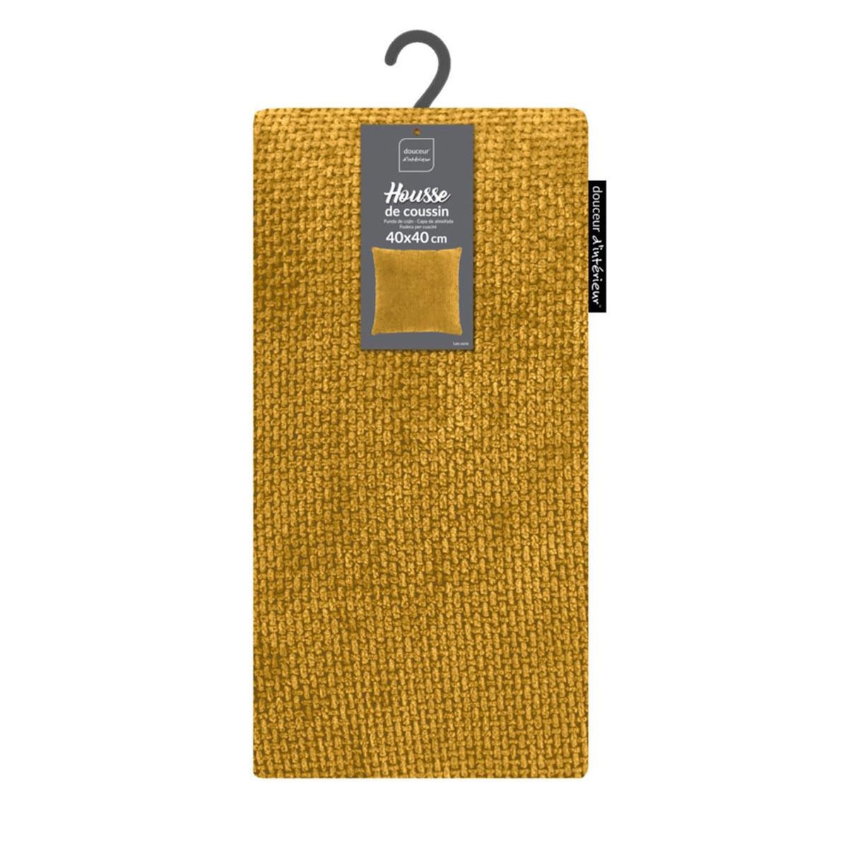 Paris Prix Housse de Coussin en Velours Chenille  Leo  40x40cm Ocre