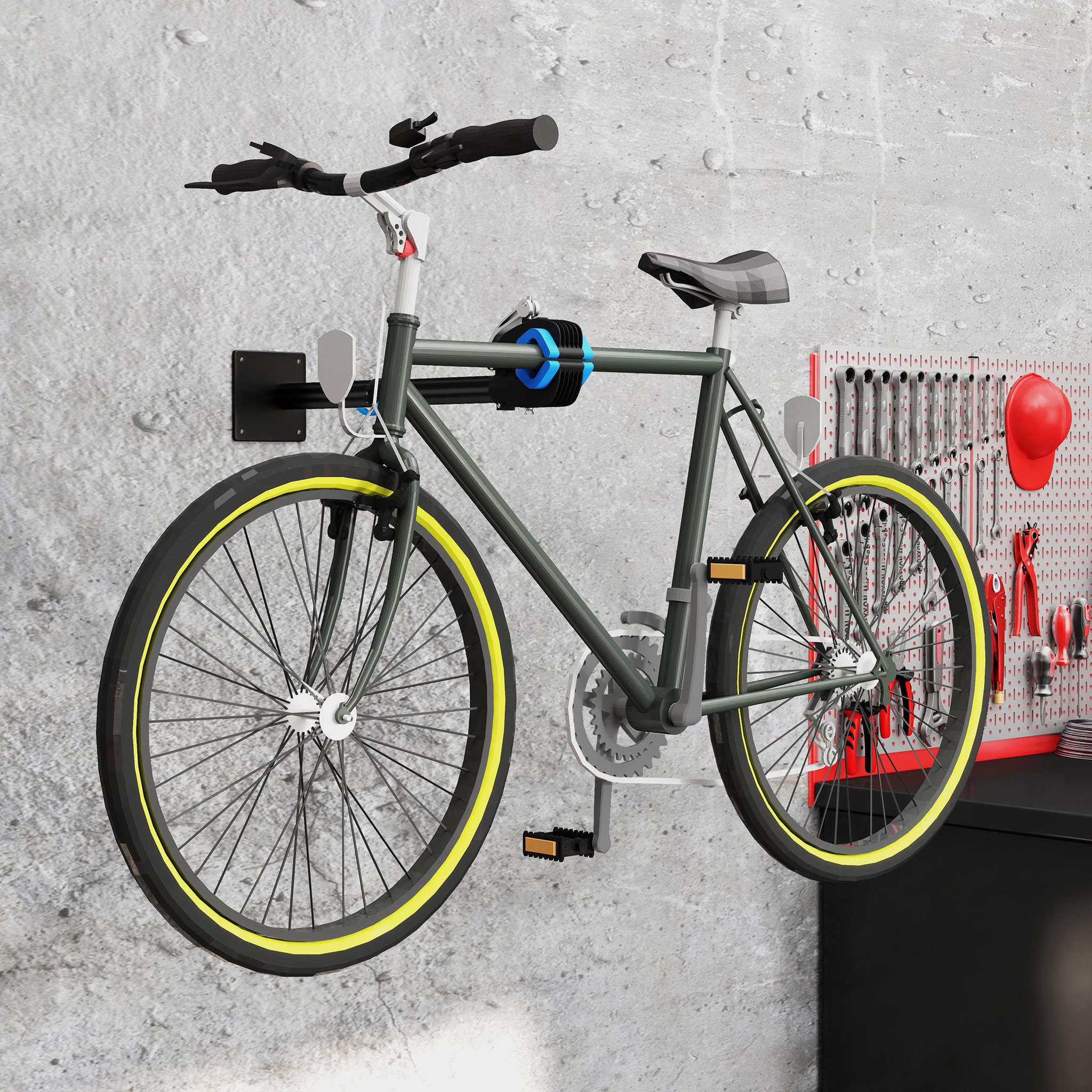 Voir la diapositive 2 : HOMCOM Support de réparation de vélo mural réglable en hauteur pince rotative 360°