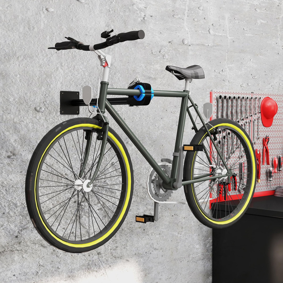 HOMCOM Support de réparation de vélo mural réglable en hauteur pince rotative 360°