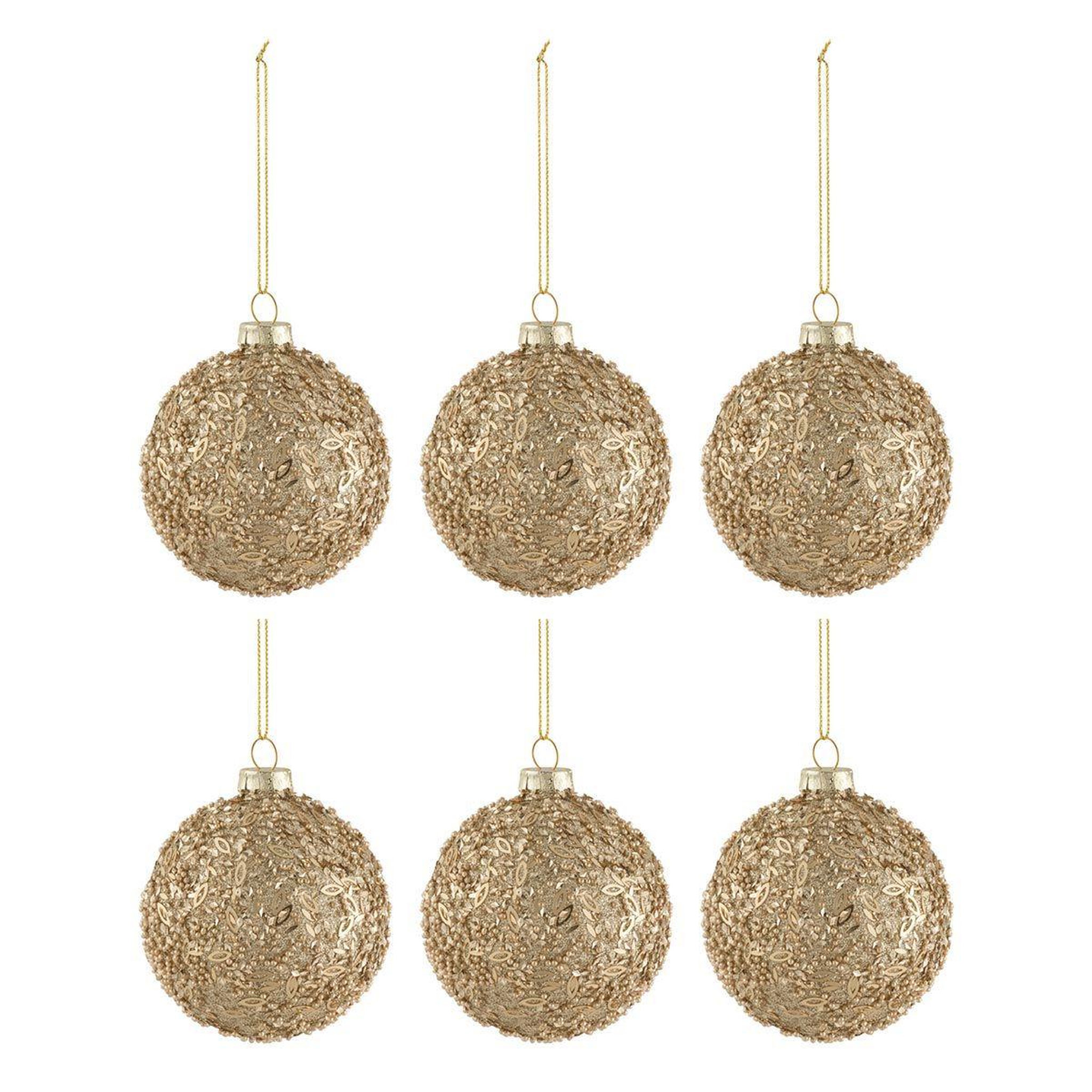 Voir la diapositive 1 : J-LINE Lot de 6 Boules de Noël  Paillettes  8cm Or