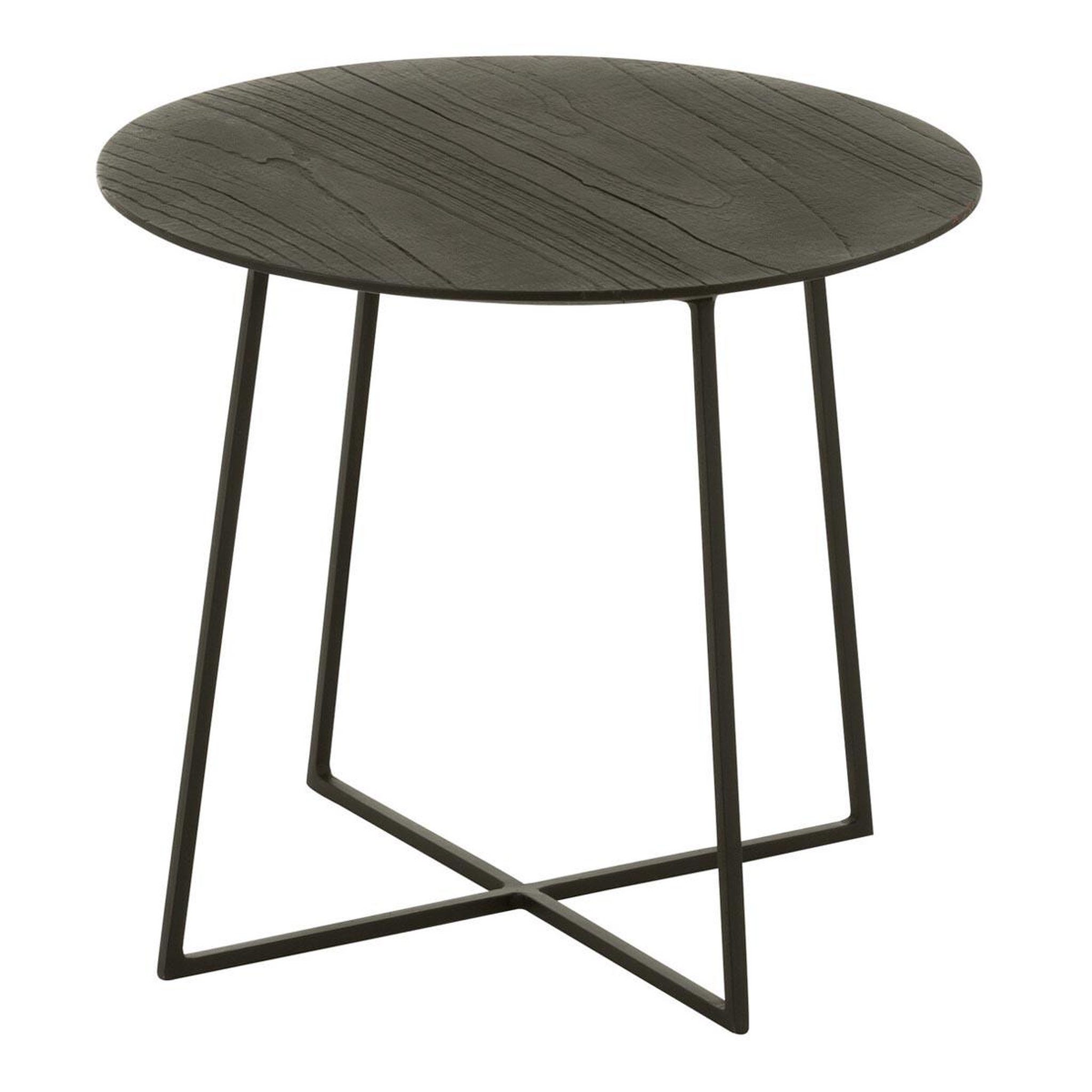 J-LINE Table d'Appoint en Teck  Lucille  45cm Noir