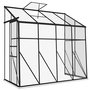 Voir la diapositive 1 : OUTSUNNY Serre de jardin adossée serre adossée dim. 2,53L x 1,27l x 2,4H m fondation porte coulissante lucarne alu polycarbonate noir