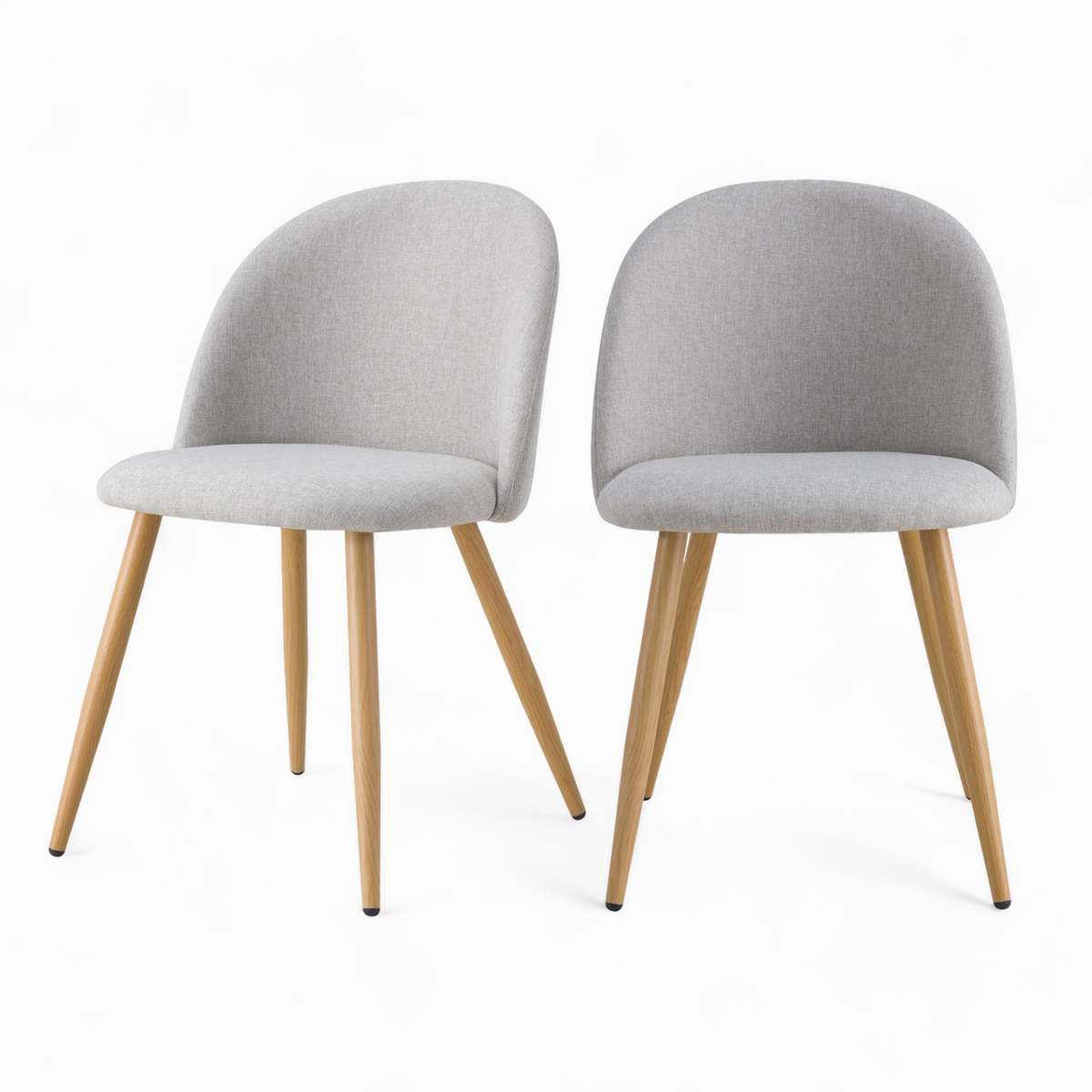 Rendez vous déco Lot de 2 chaises en tissu bleu et pieds en métal effet bois - Cozy