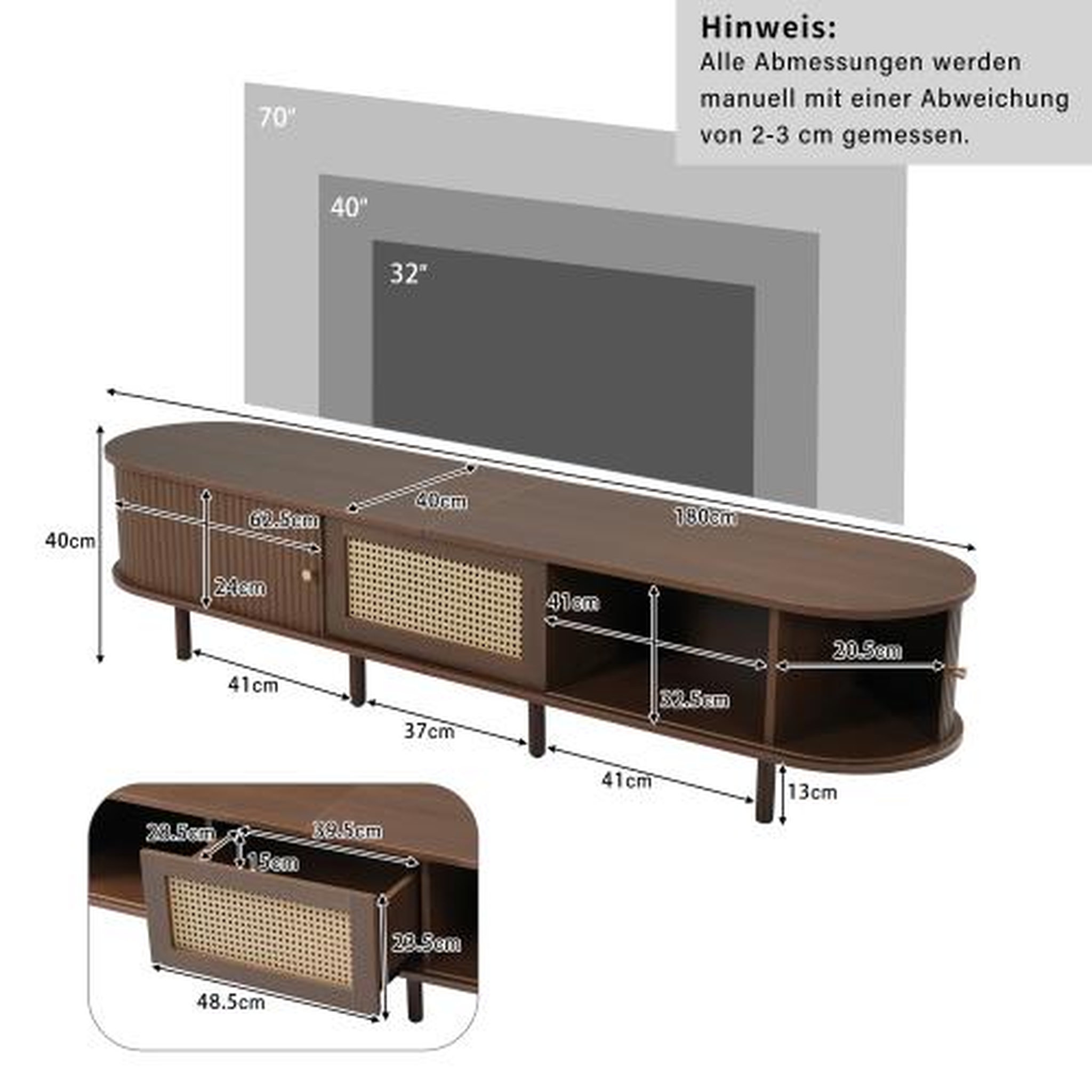 Voir la diapositive 3 : MERAX Meuble tv naturel 180 cm mdf