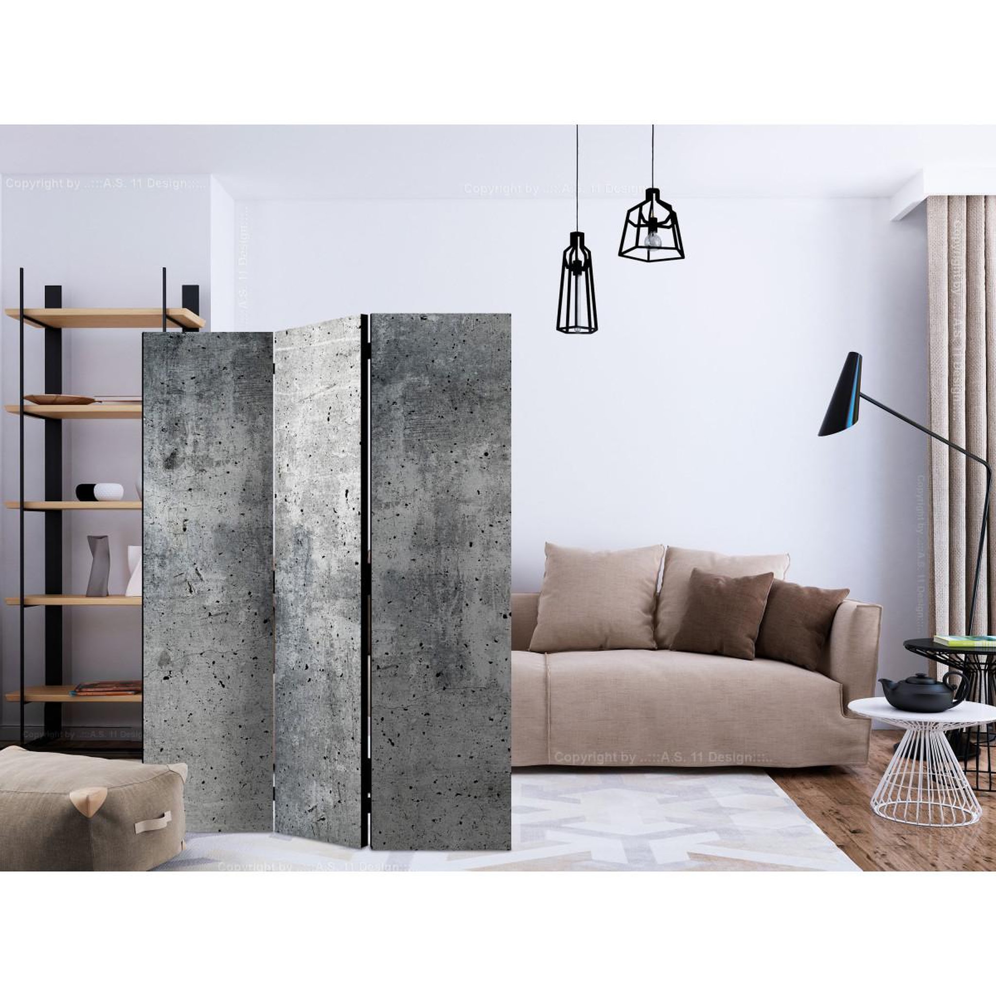 Voir la diapositive 2 : Paris Prix Paravent 3 volets  fresh concrete  135x172cm