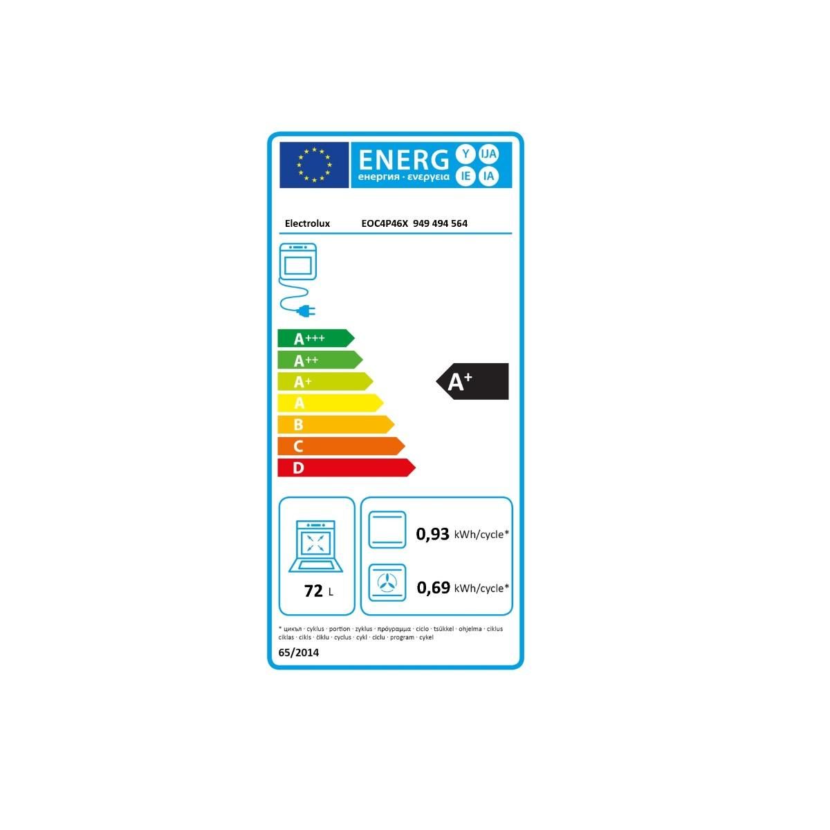 ELECTROLUX Four intégrable combi vapeur 72l 60cm pyrolyse inox - EOC4P46X