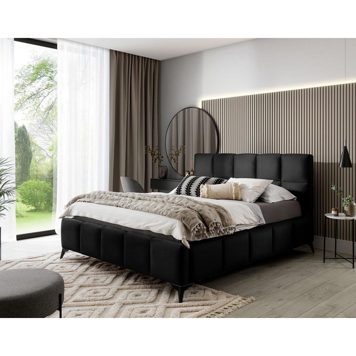 BEST MOBILIER Millie - lit coffre - 180x200 cm - sommier inclus - en velours