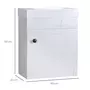 KLEANKIN Meuble sous-vasque suspendu - vasque céramique incluse - 1 porte - dim. 40L x 22l x 50H cm - aspect marbre blanc