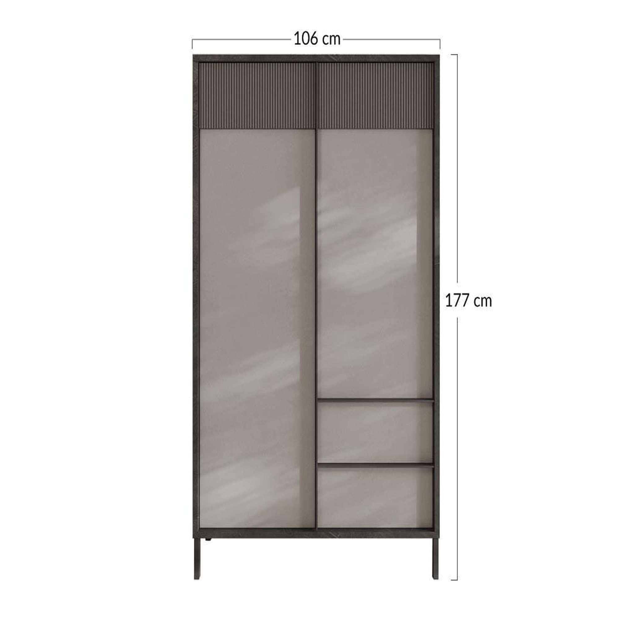 Voir la diapositive 5 : BEST MOBILIER Jules - buffet haut - 2 portes et 2 étagères - 106x177 cm