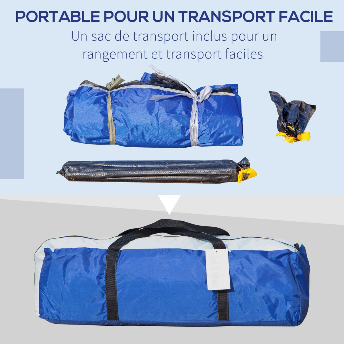 OUTSUNNY Tente cabine de douche portable pour camping 1-2 personnes sac de transport inclus étanche - Oxford - dim. 167L x 167l x 224H cm - bleu et blanc