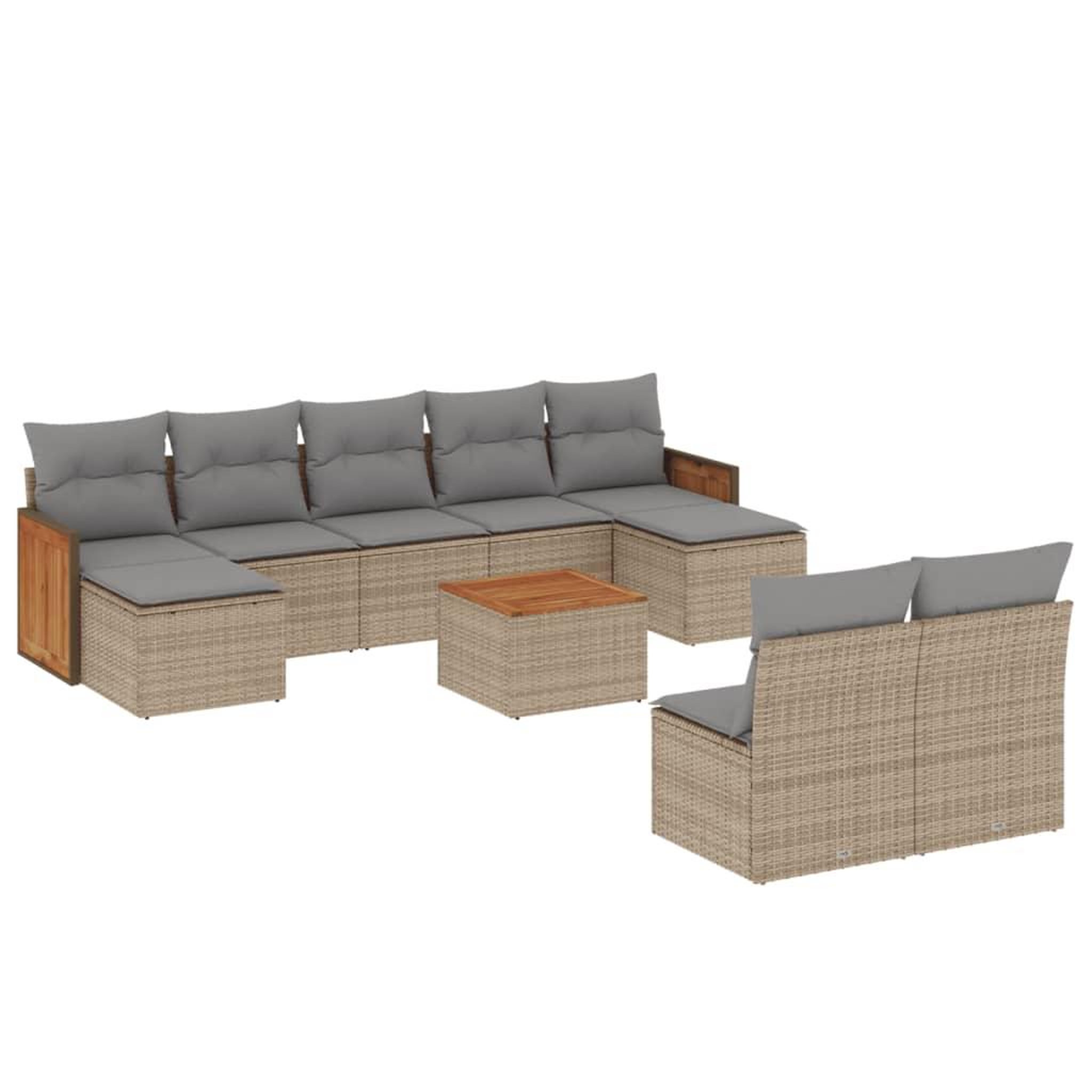 Voir la diapositive 2 : VIDAXL Salon de jardin avec coussins 10 pcs beige resine tressee