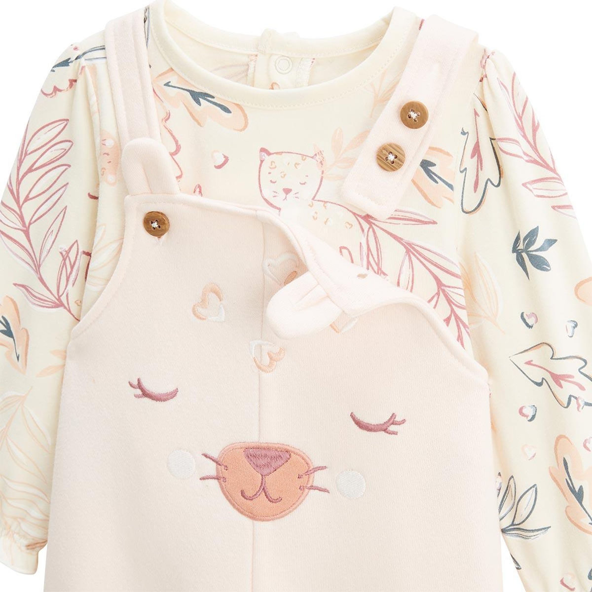 Petit Béguin Ensemble salopette bébé en molleton et t-shirt Matcha