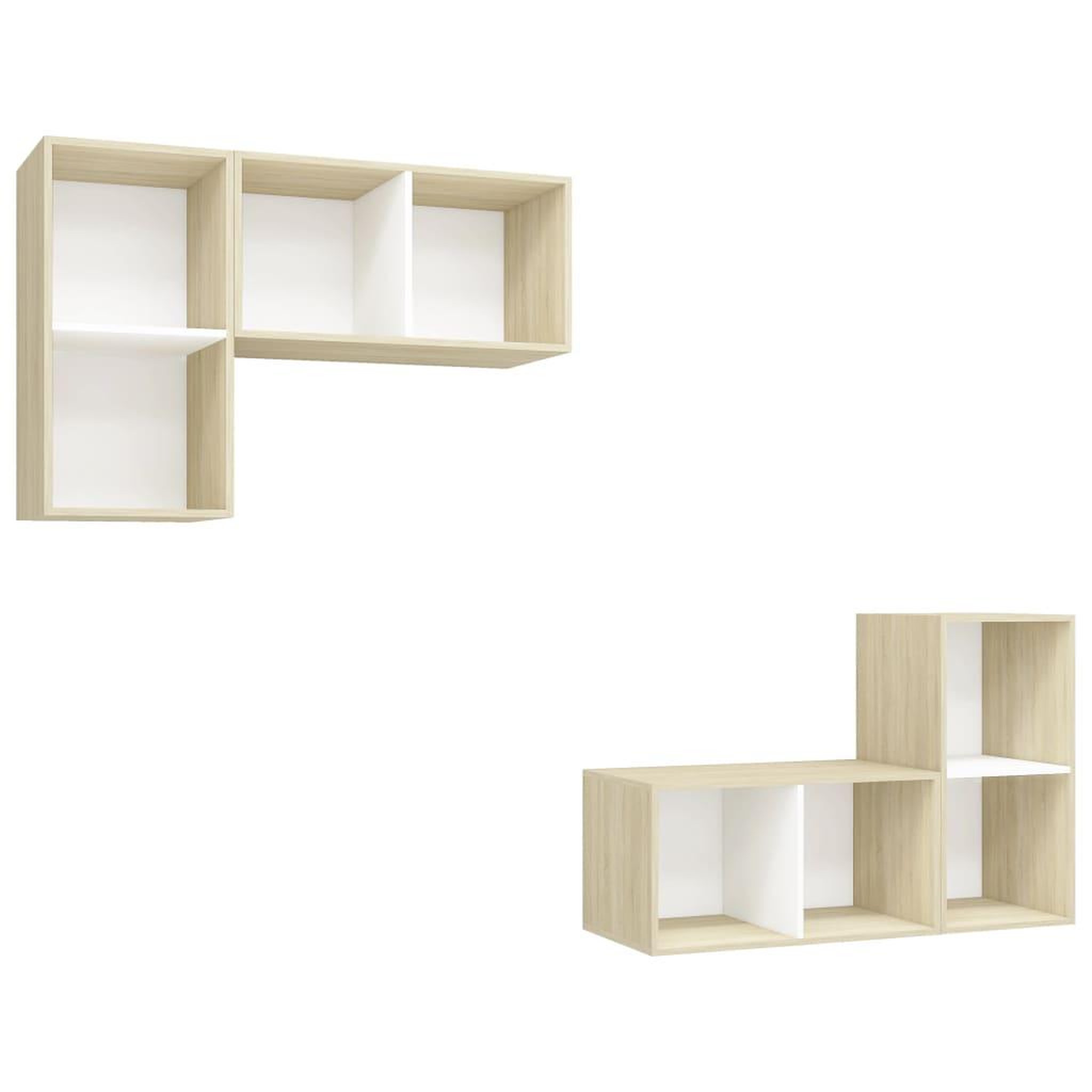 Voir la diapositive 2 : VIDAXL Meubles TV muraux 4 pcs Blanc et chene sonoma Bois d'ingenierie