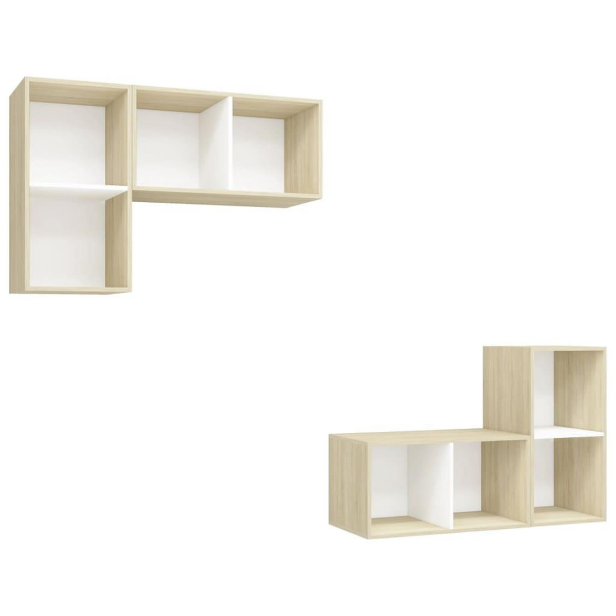 VIDAXL Meubles TV muraux 4 pcs Blanc et chene sonoma Bois d'ingenierie