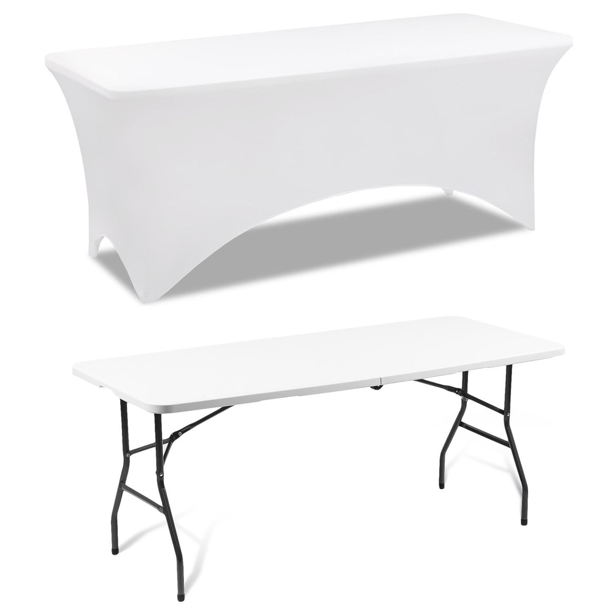 Voir la diapositive 5 : ID MARKET Housse blanche pour table pliante 180 cm