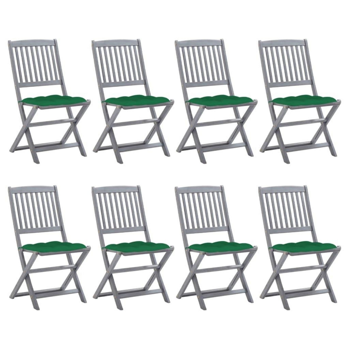 VIDAXL Chaises pliables d'exterieur lot de 8 et coussins Bois d'acacia