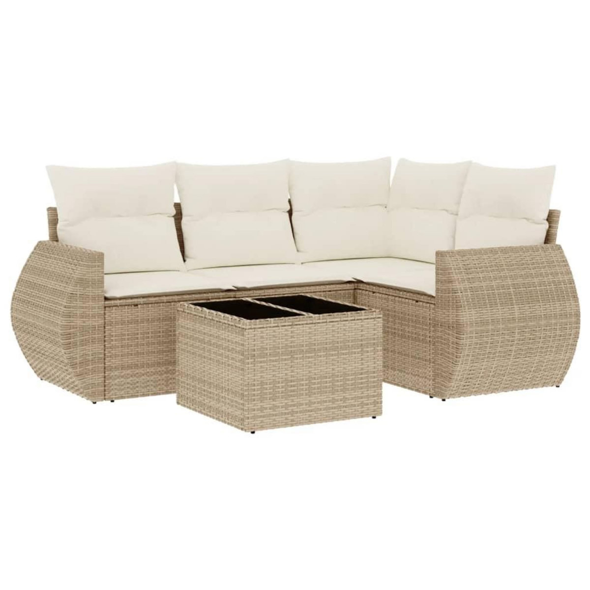 VIDAXL Salon de jardin avec coussins 5 pcs beige resine tressee