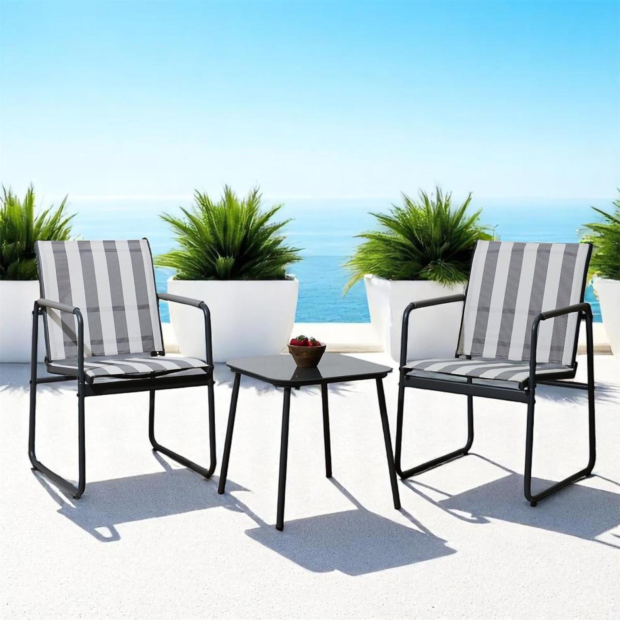 Voir la diapositive 3 : The Home Deco Factory Salon de jardin 3 pièces  namur  82cm gris