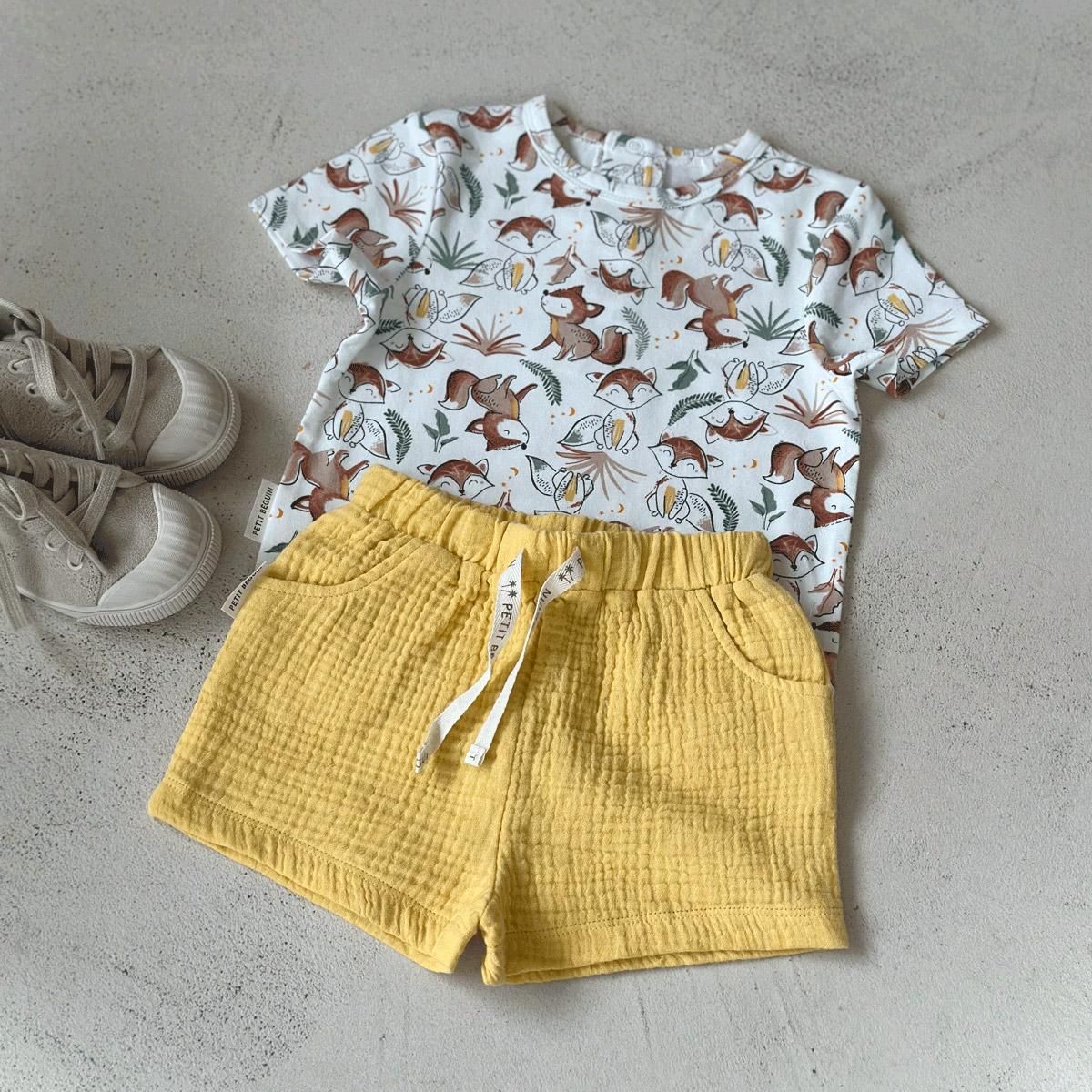 Petit Béguin Short bébé en gaze de coton Petit Envahisseur