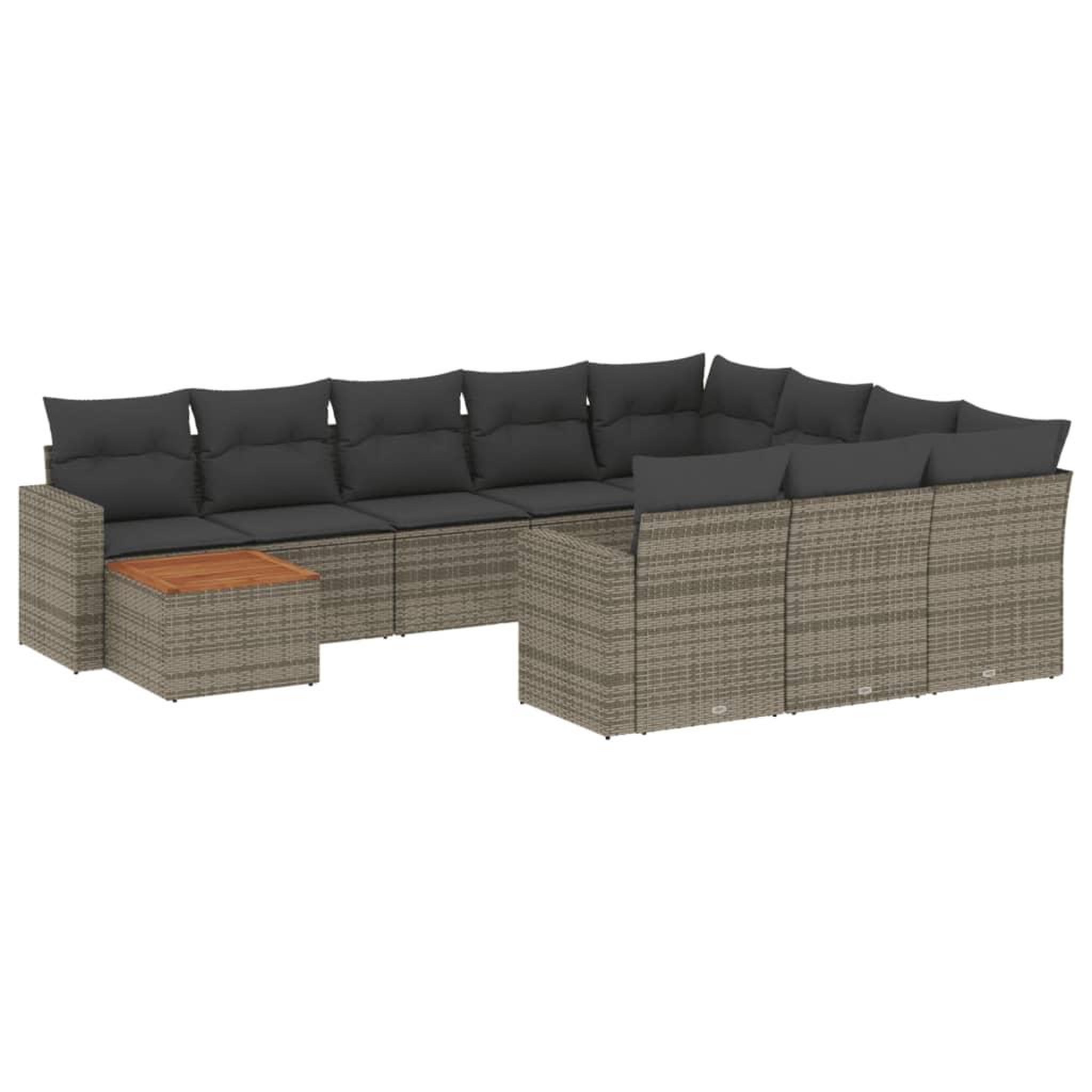 Voir la diapositive 2 : VIDAXL Salon de jardin 11 pcs avec coussins gris resine tressee