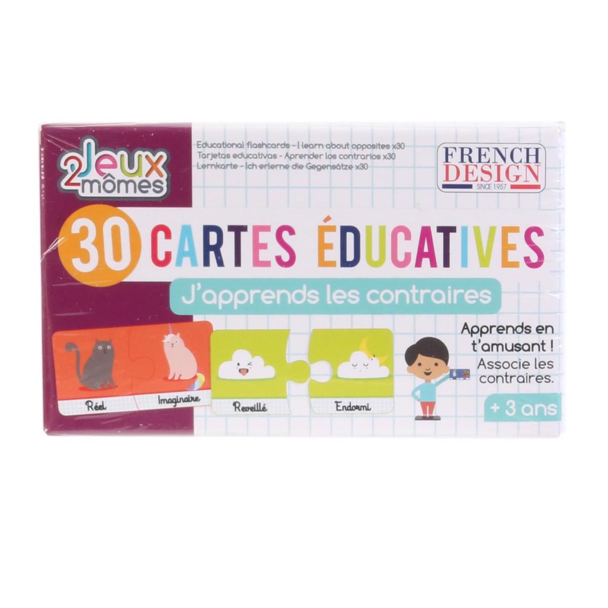 Voir la diapositive 1 : Jeux 2 momes Jeu de 30 Cartes Educatives  J'apprends les Contraires  12cm Multicolore