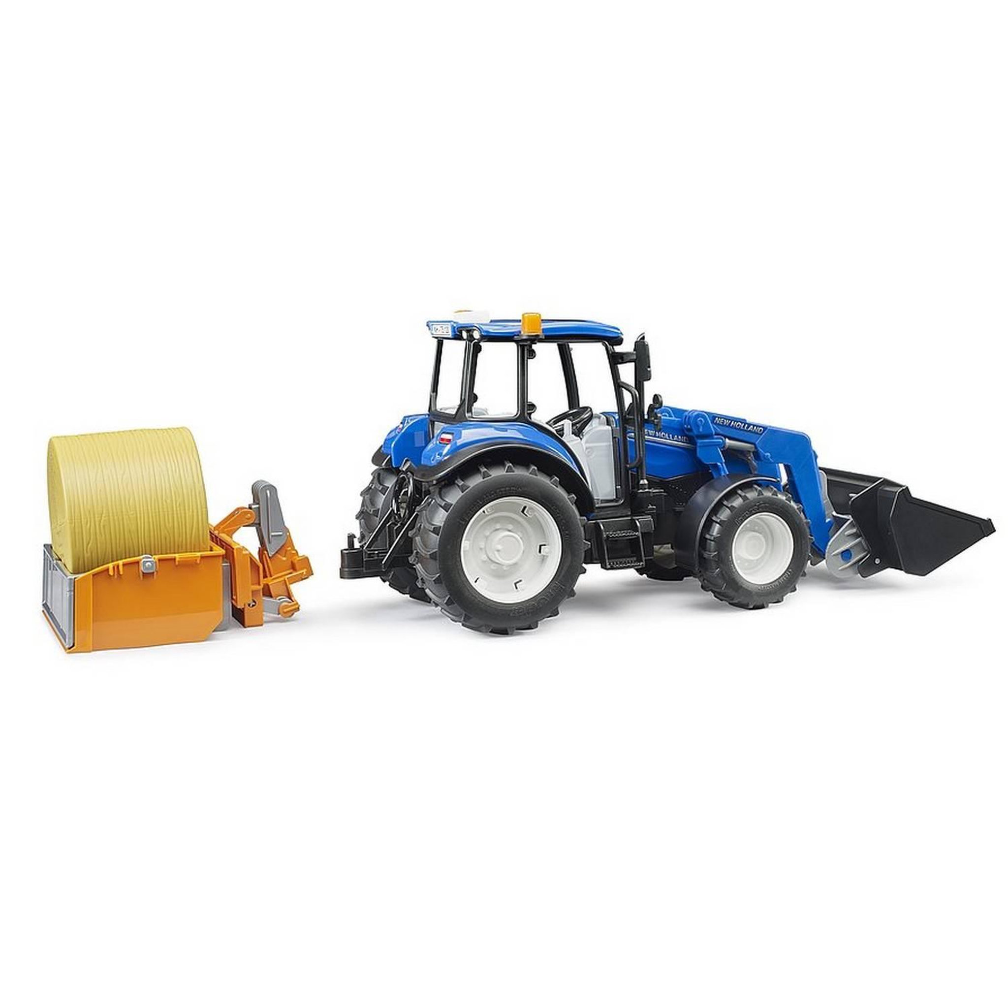 Voir la diapositive 4 : Bruder Tracteur New Holland T5. 120 avec chargeur avant, coffre de chargement et fourches
