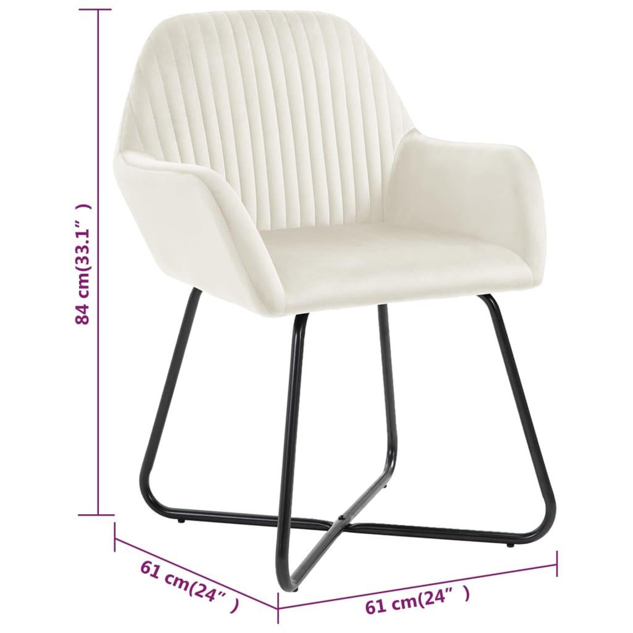 Voir la diapositive 6 : VIDAXL Chaises a manger lot de 2 Creme Velours
