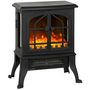 Voir la diapositive 1 : HOMCOM Cheminée électrique poêle style néo-rétro 900-1800W simulation flammes LED 3D plastique verre noir